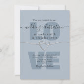 Faire-part de mariage simple écriture d'amour bleu (Devant)