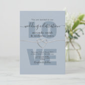 Faire-part de mariage simple écriture d'amour bleu (Debout devant)