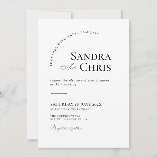 faire-part de mariage simple en noir et blanc (Devant)