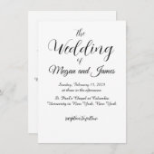 Faire-part de mariage simple en noir et blanc (Devant / Derrière)