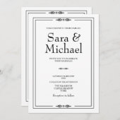 Faire-part de mariage simple en noir et blanc (Devant / Derrière)