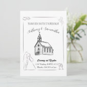 Faire-part de mariage simple en noir et blanc (Debout devant)