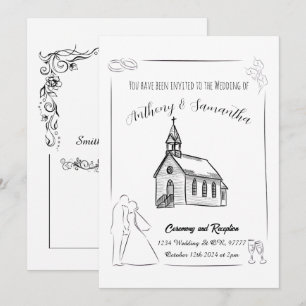 Faire-part de mariage simple en noir et blanc