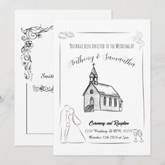 Faire-part de mariage simple en noir et blanc