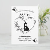 Faire-part de mariage simple en noir et blanc (Debout devant)