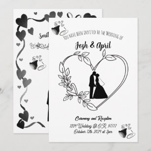 Faire-part de mariage simple en noir et blanc