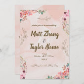 Faire-part de mariage simple et élégant avec fleur (Devant / Derrière)