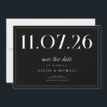 Faire-Part de Mariage Simple et Élégant sans Photo<br><div class="desc">Une simple carte de faire-part de mariage moderne. Personnalisez ce design chic noir et blanc avec votre date de mariage,  vos noms et détails.</div>