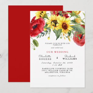 Faire-part de mariage simple et gras Tournesol Sol