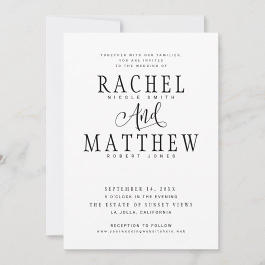 Faire-part de mariage simple et moderne (Devant)