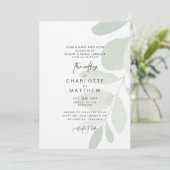 Faire-part de mariage simple eucalyptus avec les d (Debout devant)