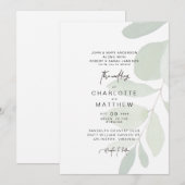 Faire-part de mariage simple eucalyptus avec les d (Devant / Derrière)