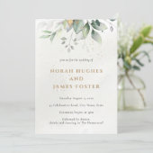 Faire-part de mariage simple Feuille vert et or (Debout devant)