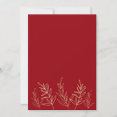 Faire-part de mariage simple feuilles d'or rouge c (Dos)