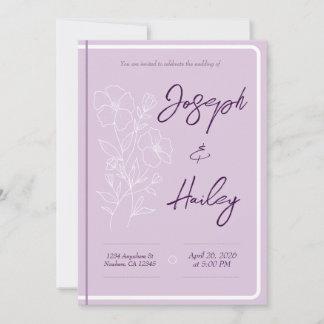 Faire-part de mariage simple floral lavande violet