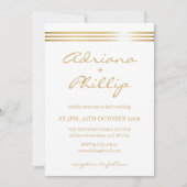 Faire-part de mariage simple Gold Stripes (Devant)