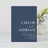 Faire-part de mariage simple minimal bleu marine (Debout devant)