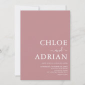 Faire-part de mariage simple minimal rose poussiér (Devant)