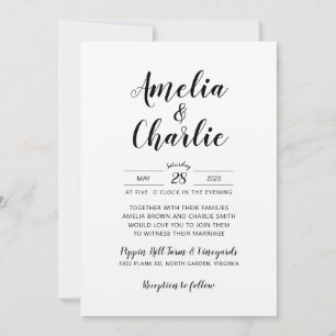 Faire-part de mariage simple minimaliste rustique