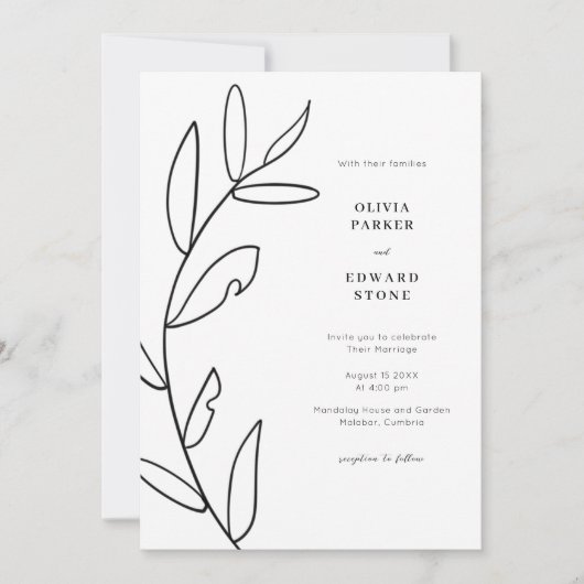 Faire-part de mariage simple moderne (Devant)