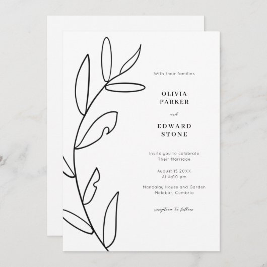 Faire-part de mariage simple moderne (Devant / Derrière)