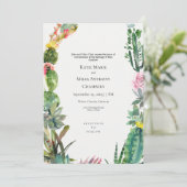 Faire-part de mariage simple moderne cactus succul (Debout devant)