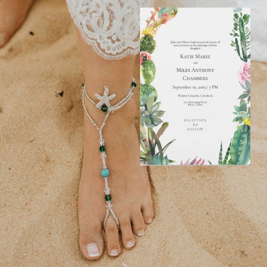 Faire-part de mariage simple moderne cactus succul