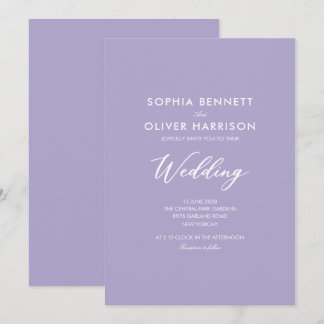 Faire-part de mariage SIMPLE moderne lilas