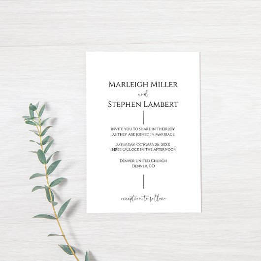 Faire-part de mariage simple moderne noir et blanc
