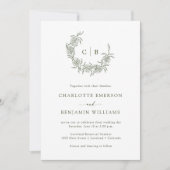 Faire-part de mariage simple monogrammé (Devant)
