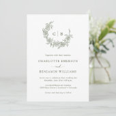 Faire-part de mariage simple monogrammé (Debout devant)