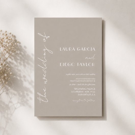 Faire-part de mariage simple neutre beige
