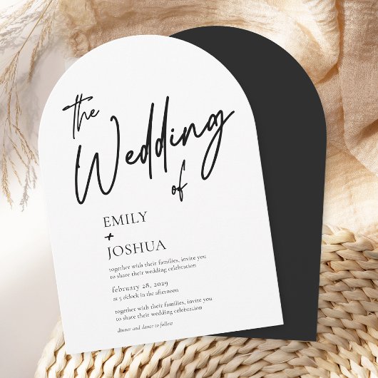 Faire-part de mariage simple noir et blanc moderne