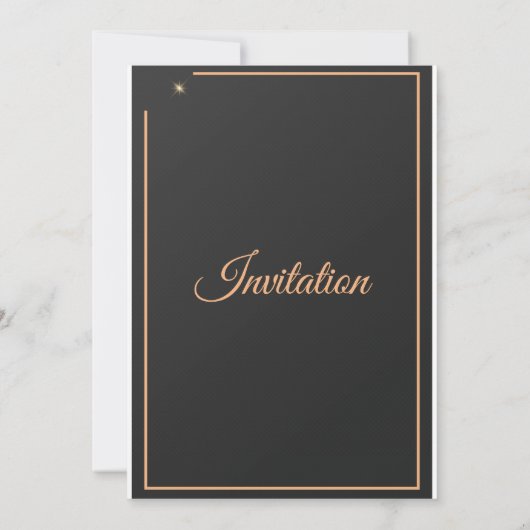 Faire-part de mariage simple, noir et or (Dos)
