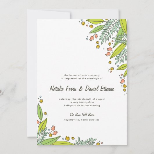 Faire-part de mariage simple pour jardin moderne (Devant)