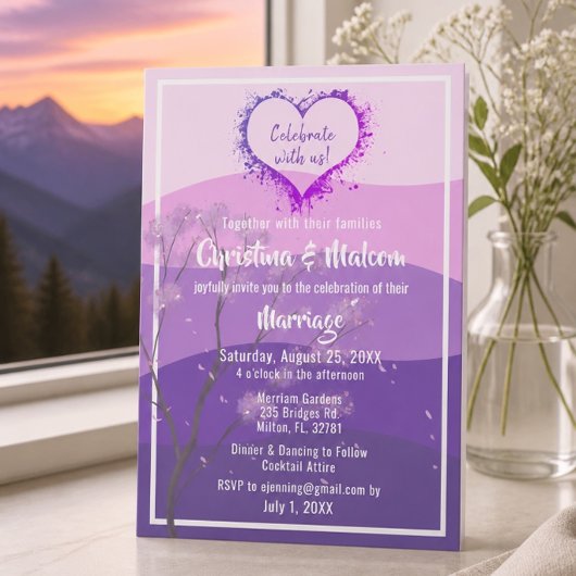 Faire-part de mariage simple Purple Mountains Maje