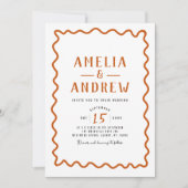 Faire-part de mariage simple rétro Bold Orange (Devant)