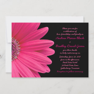 Faire-part de mariage simple rose Gerbera Daisy
