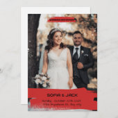 Faire-part de mariage simple rouge et noir (Devant / Derrière)