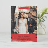 Faire-part de mariage simple rouge et noir (Debout devant)