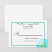 Faire-part de mariage simple Teal Gerber Daisy (Devant / Derrière)