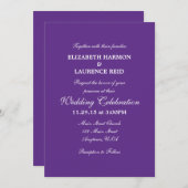 Faire-part de mariage simple violet (Devant / Derrière)