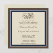 Faire-part de mariage simplement élégant (bleu (Devant / Derrière)