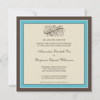 Faire-part de mariage simplement élégant (bleu