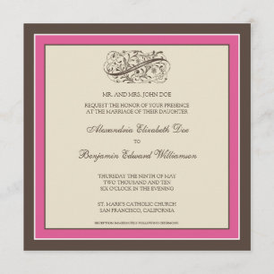 Faire-part de mariage simplement élégant (fuschia)