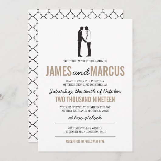 Faire-part de mariage simples en silhouettes (Devant / Derrière)