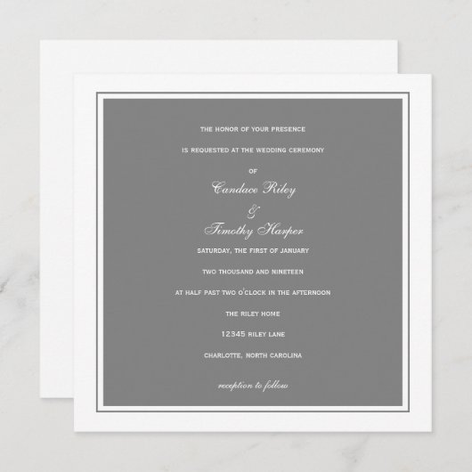 Faire-part de mariage| Simplicité|gr (Devant / Derrière)