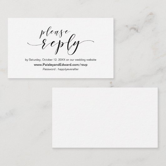 Faire-part de mariage, site en ligne RSVP (Devant / Derrière)