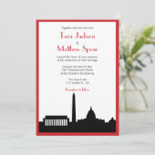 Faire-part de mariage Skyline DC - Rouge (Debout devant)