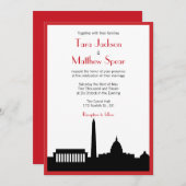 Faire-part de mariage Skyline DC - Rouge (Devant / Derrière)